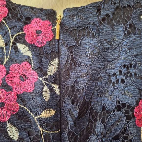 NWT DKNY Womens Embroidered Lace Sleeveless Floral Navy/Pink Dress Size 2 - Picture 8 of 10